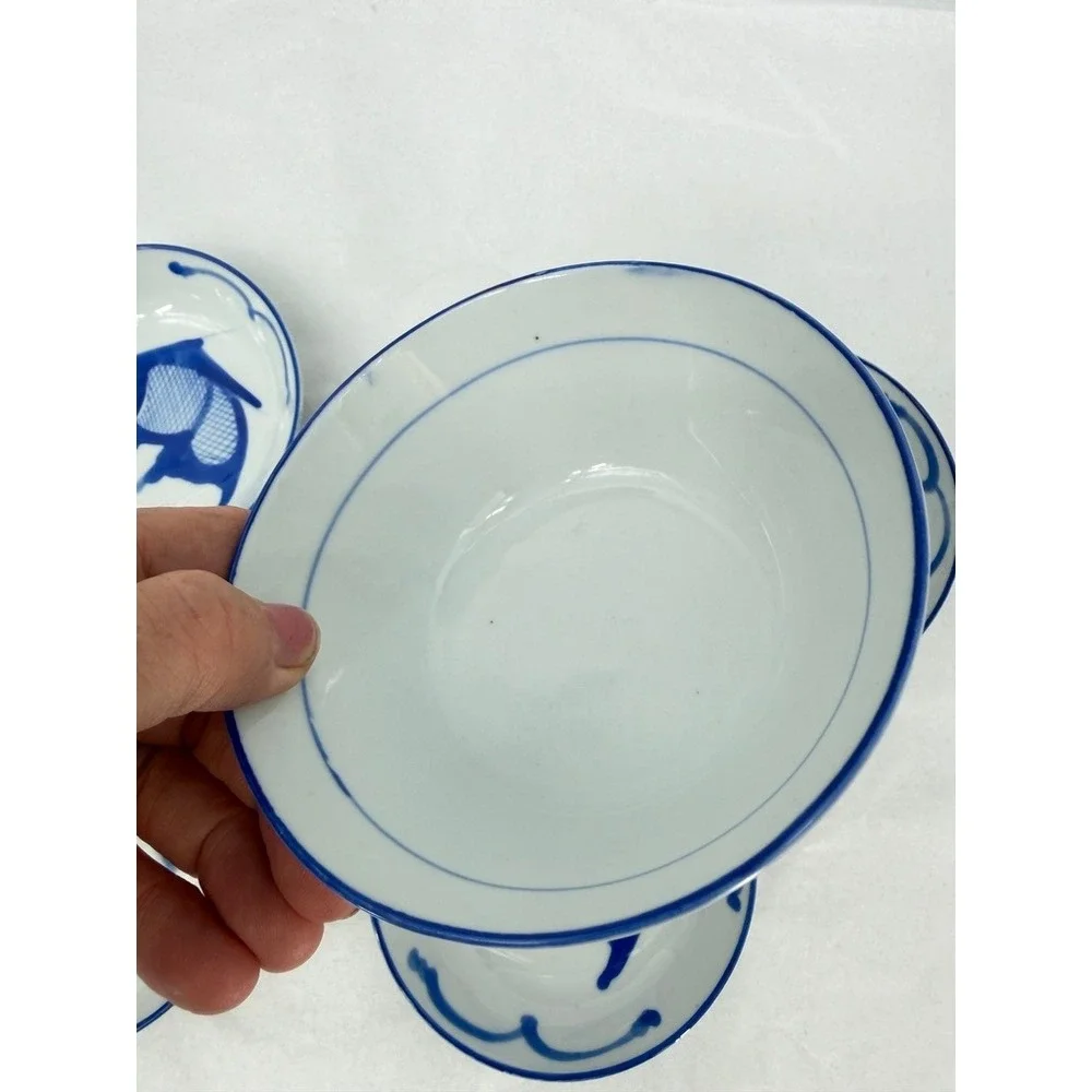 Chinese Koi Fish Carp Ceramic Rice Dipping Bowl SET of 5 Piece Asian Serverware
